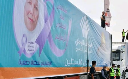 شاحنات «الباقيات الصالحات» تنضم إلى شاحنات التحالف الوطني في أول نقطة تجمع لقافلة «مسافة السكة 14» لدعم الأشقاء في غزة